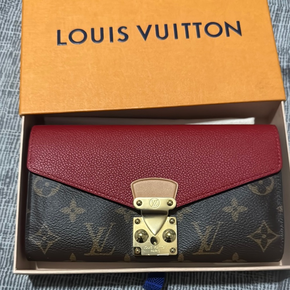 Louis Vuitton Red and Brown Wallet with Monogram Canvas